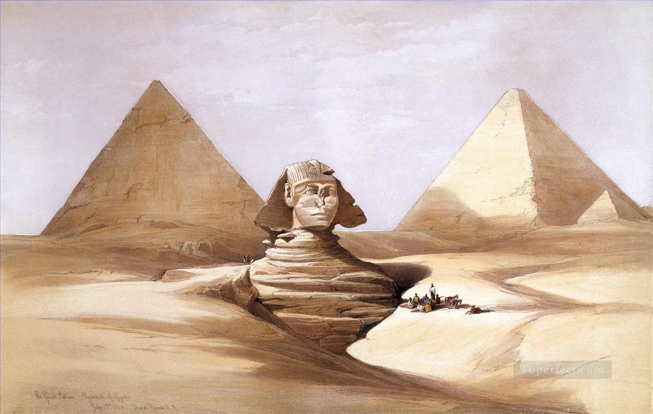ギゼの大スフィンクスのピラミッド デビッド・ロバーツ・アラベール油絵